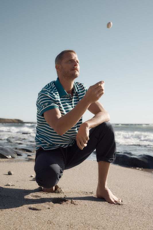 Men's Balefire Striped Polo in Organic Cotton